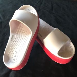 White / Coral color CROCS